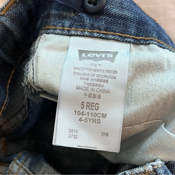 Levi's 514 Straight Jeans Medium Blue Distressed Kids Unisex Boy Girl Size 5 Reg - Picture 7 of 8